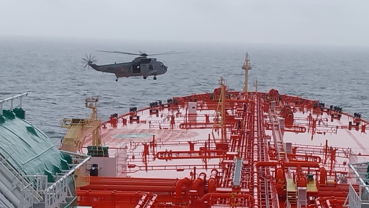 Navy Airlifts Indian Crew Member from Singapore-Flagged Tanker Off Kochi