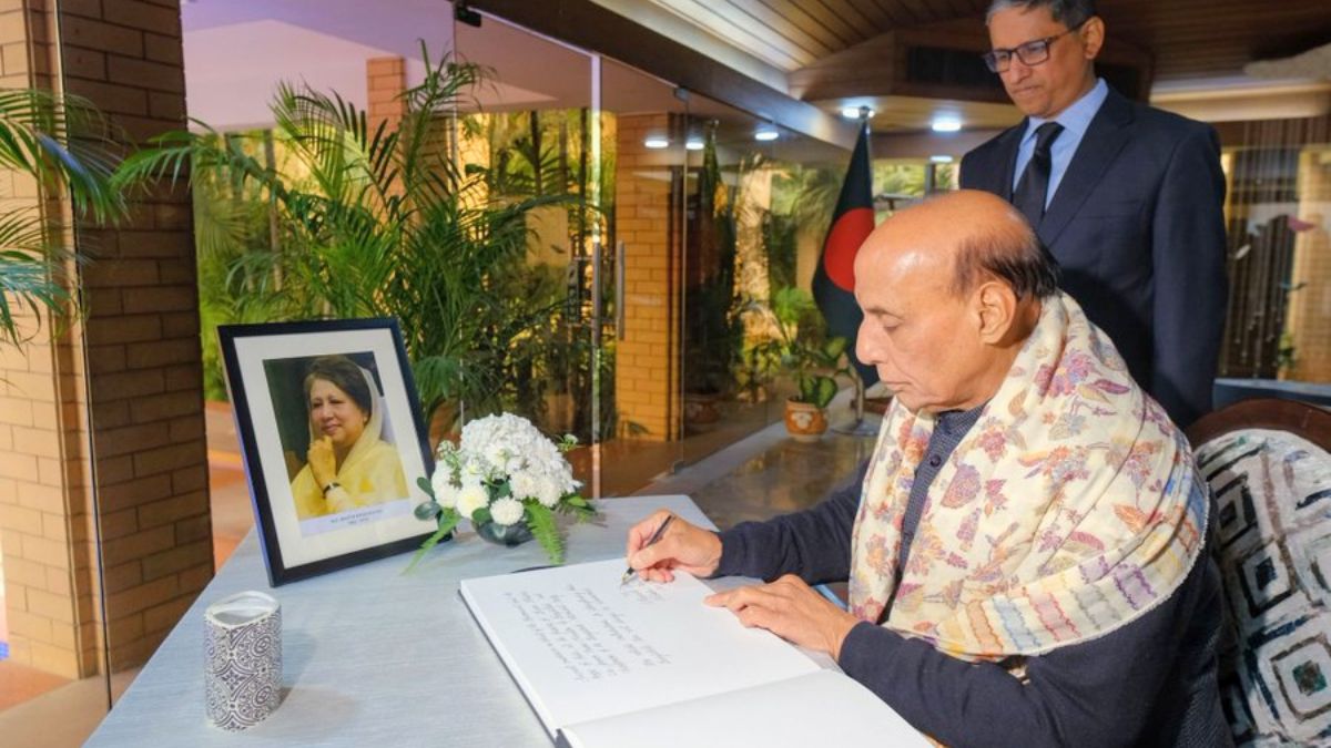 Rajnath Singh Signs Condolence Book Expressing Sorrow At Khaleda Zia’s Demise At Bangladesh High Commission