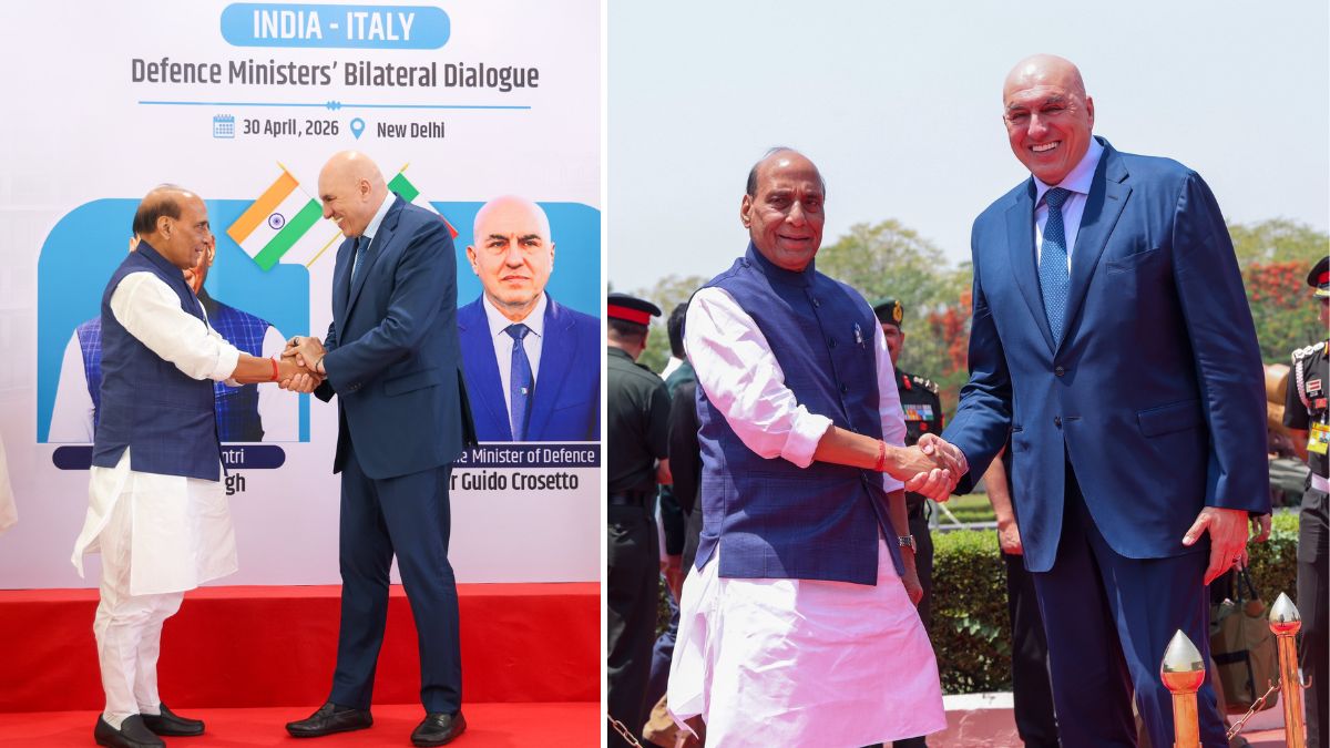 India Italy defence ties, Rajnath Singh Guido Crosetto meeting, India Italy military cooperation plan, India Italy defence ministers meeting, rajnath singh meeting with guido crosetto, crosetto in india, defence technology India Italy Pakistan concern, Aatmanirbhar Bharat defence collaboration, Tempest fighter programme India interest, IFC IOR Gurugram maritime security, India EU defence partnership news, AI defence systems India Italy, anti drone systems C-UAS India, India Italy strategic partnership defence